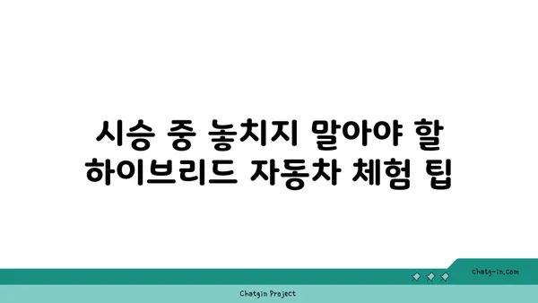 하이브리드 자동차 시험 주행 가이드| 최적의 경험 | 하이브리드 자동차, 시승, 팁, 주의 사항