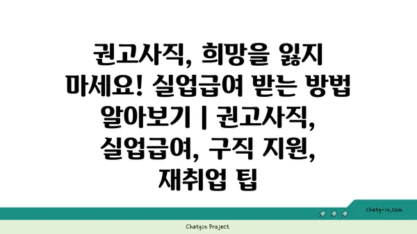 권고사직, 희망을 잃지 마세요! 실업급여 받는 방법 알아보기 | 권고사직, 실업급여, 구직 지원, 재취업 팁