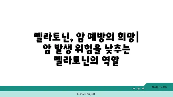 멜라토닌과 암| 예방 및 치료 가능성 | 멜라토닌, 암 예방, 암 치료, 건강 정보