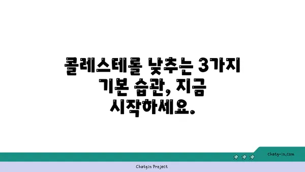 콜레스테롤 수치 컨트롤, 3가지 기본 습관으로 건강 관리하세요 | 콜레스테롤, 건강, 생활 습관