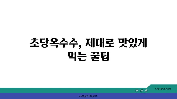 초당옥수수 제대로 맛보는 법| 품종별 특징과 요리 레시피 | 옥수수 품종, 맛 비교, 초당옥수수 요리