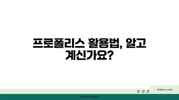 프로폴리스, 일상생활 속 건강 파트너| 건강과 삶의 질 향상 | 프로폴리스 활용법, 건강 효능, 면역력 강화, 꿀팁