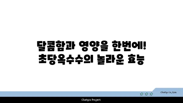 초당옥수수| 건강 식단의 달콤한 선택 | 영양 정보, 맛있는 레시피, 건강 효능