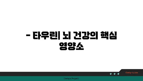 타우린의 뇌 건강 효능| 기억력, 집중력 향상 및 신경 보호 | 타우린, 뇌 기능, 건강, 영양소