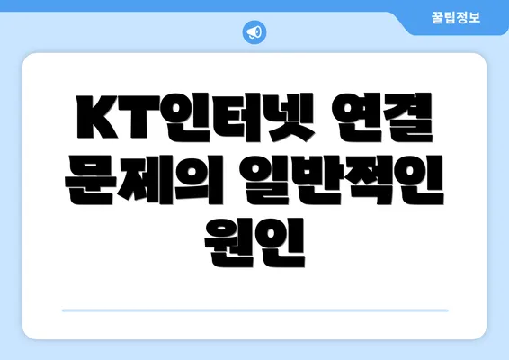 KT인터넷 연결 문제의 일반적인 원인