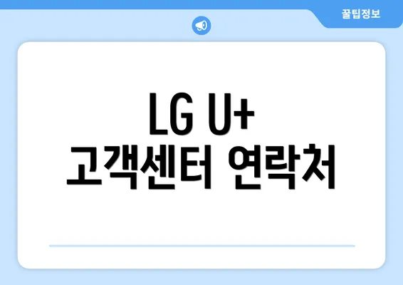 LG U+ 고객센터 연락처