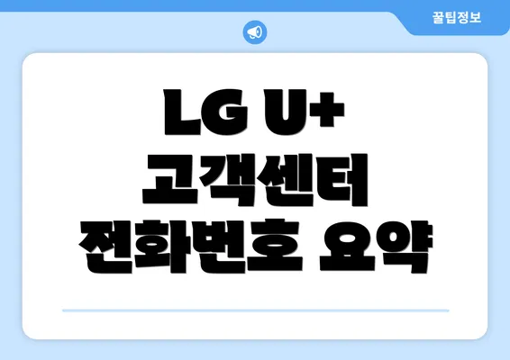 LG U+ 고객센터 전화번호 요약