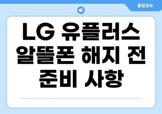 LG 유플러스 알뜰폰 해지 전 준비 사항