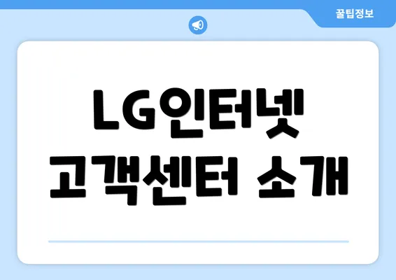 LG인터넷 고객센터 소개