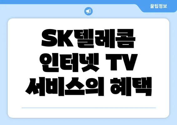 SK텔레콤 인터넷 TV 서비스의 혜택