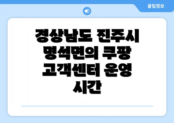 경상남도 진주시 명석면의 쿠팡 고객센터 운영 시간