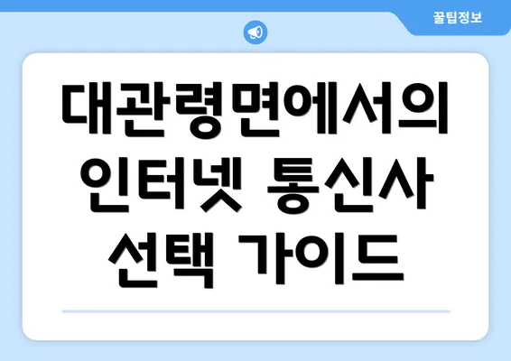 대관령면에서의 인터넷 통신사 선택 가이드