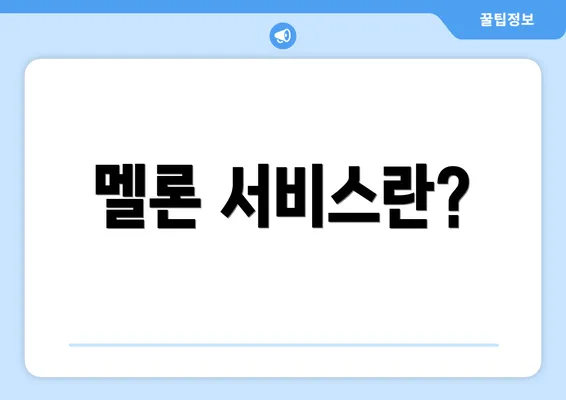 멜론 서비스란?