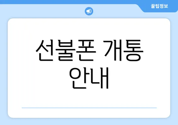 선불폰 개통 안내