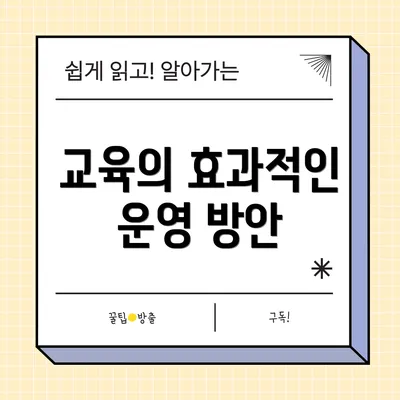교육의 효과적인 운영 방안