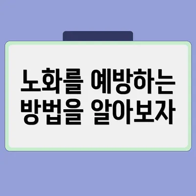 노화를 예방하는 방법을 알아보자