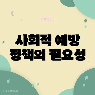 사회적 예방 정책의 필요성