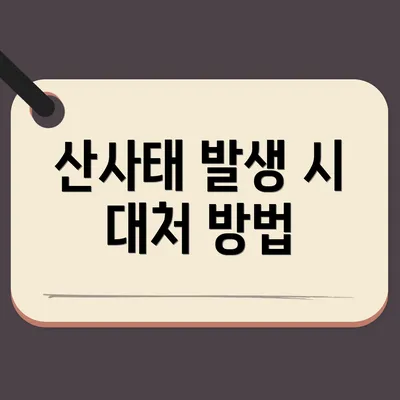 산사태 발생 시 대처 방법