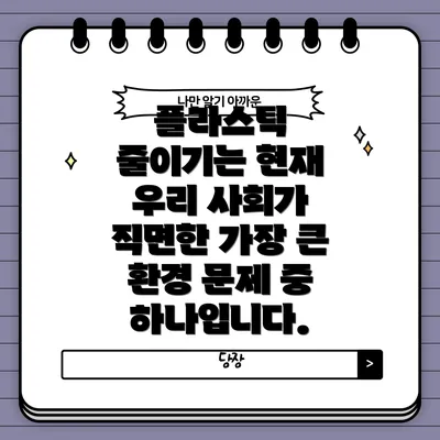 플라스틱 줄이기는 현재 우리 사회가 직면한 가장 큰 환경 문제 중 하나입니다.