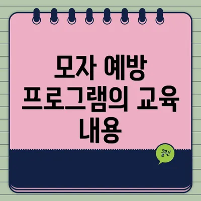 모자 예방 프로그램의 교육 내용