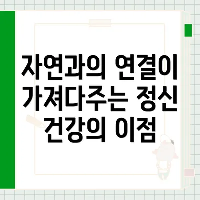 자연과의 연결이 가져다주는 정신 건강의 이점